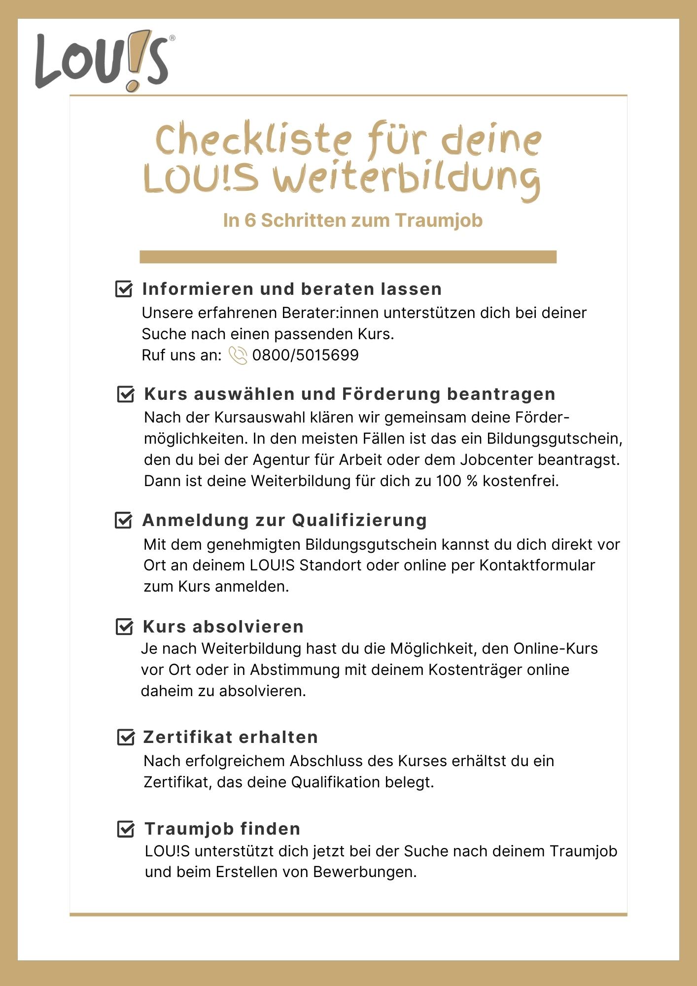 Checkliste für deine LOU!S Weiterbildung Checkliste für deine LOU!S Weiterbildung